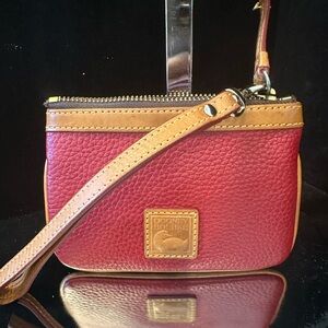 Dooney & Bourke Red and Brown Leather Wristlet